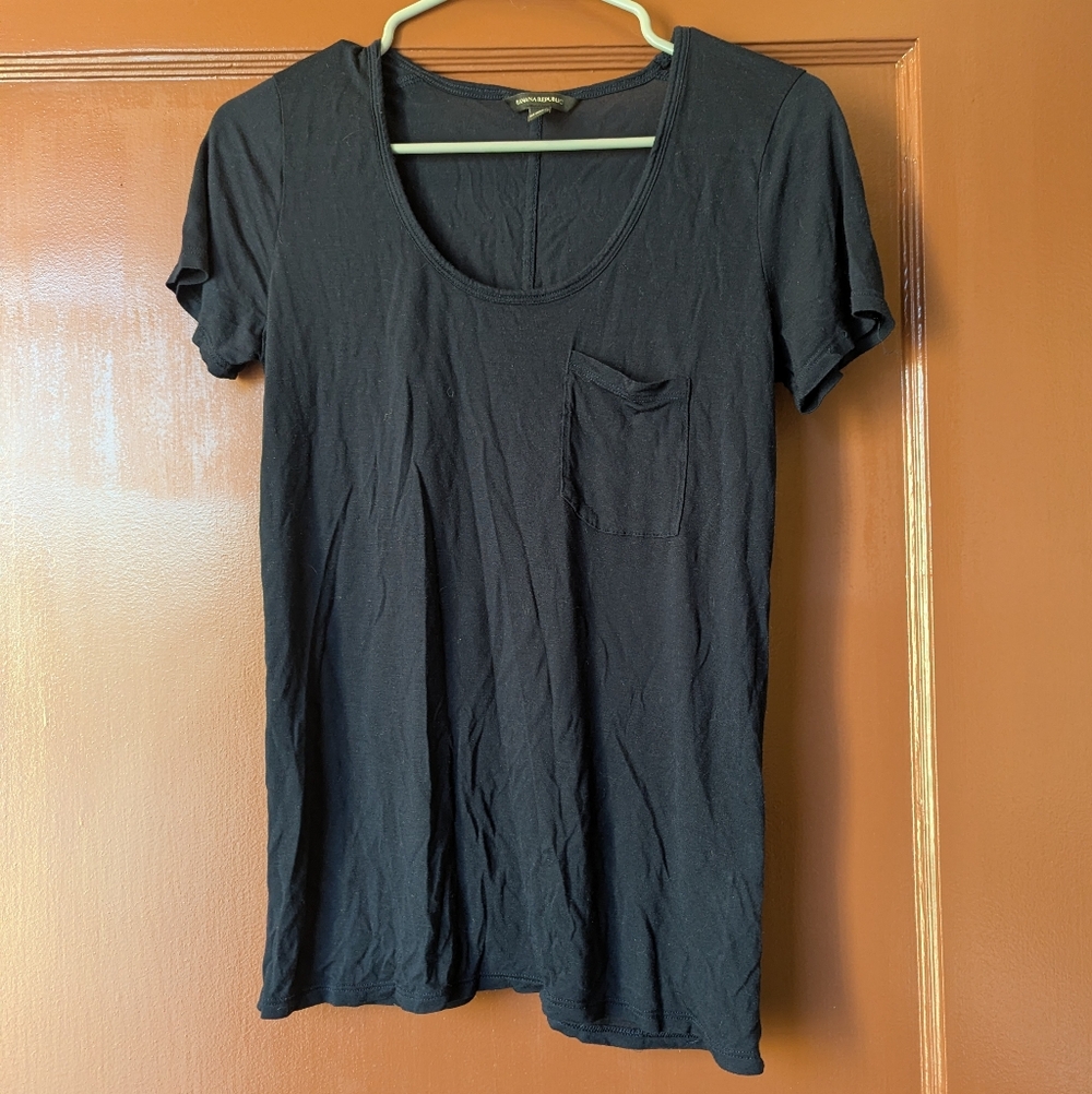 Banana Republic Dark Blue Short Sleeve Tee Sheer